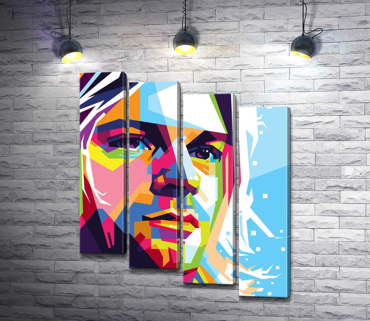 модульна картина Яскравий портрет музиканта Курта Кобейна (Kurt Cobain) (Модуль №19)