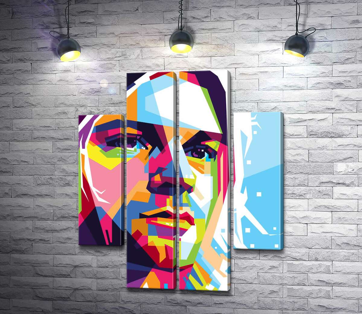 модульна картина Яскравий портрет музиканта Курта Кобейна (Kurt Cobain) (Модуль №20)