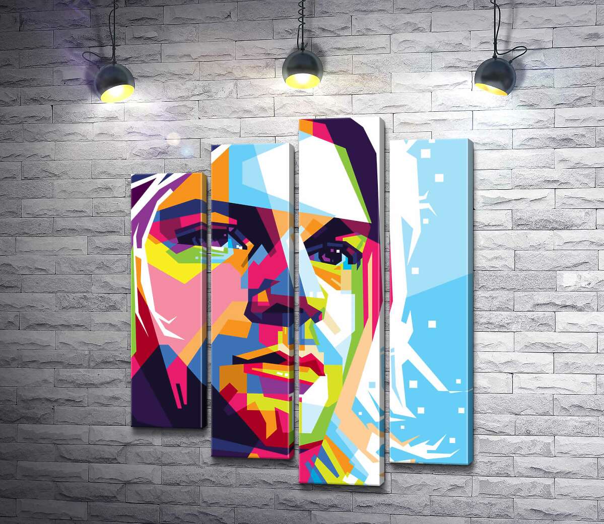 модульная картина Яркий портрет музыканта Курта Кобейна (Kurt Cobain) (Модуль №3)