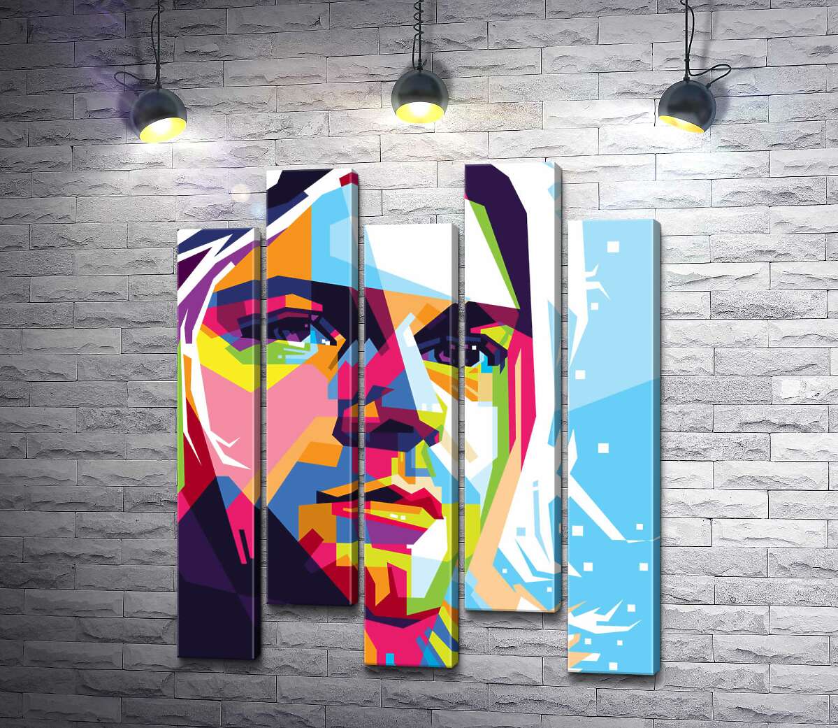 модульная картина Яркий портрет музыканта Курта Кобейна (Kurt Cobain) (Модуль №30)