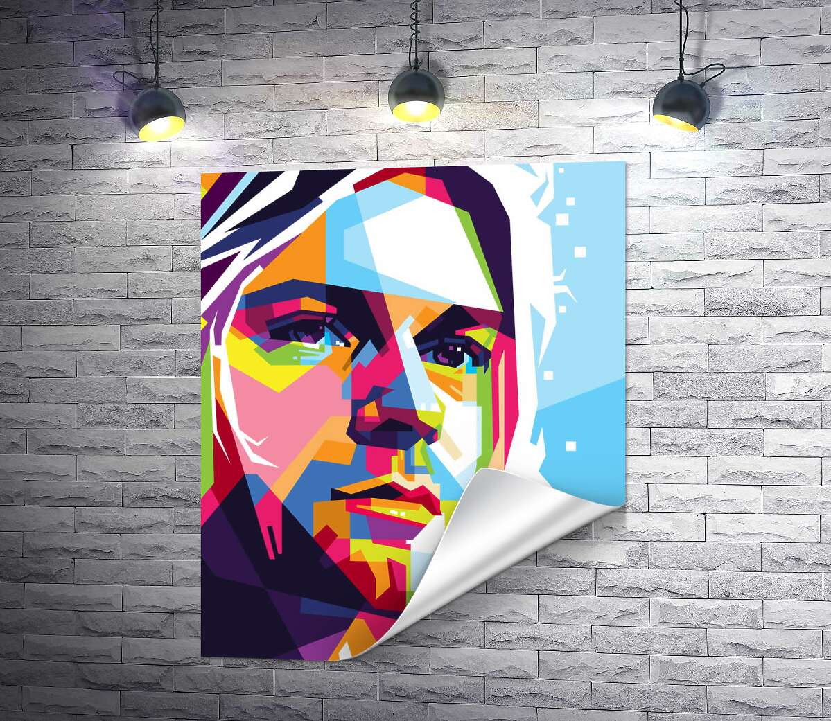 печать Яркий портрет музыканта Курта Кобейна (Kurt Cobain)