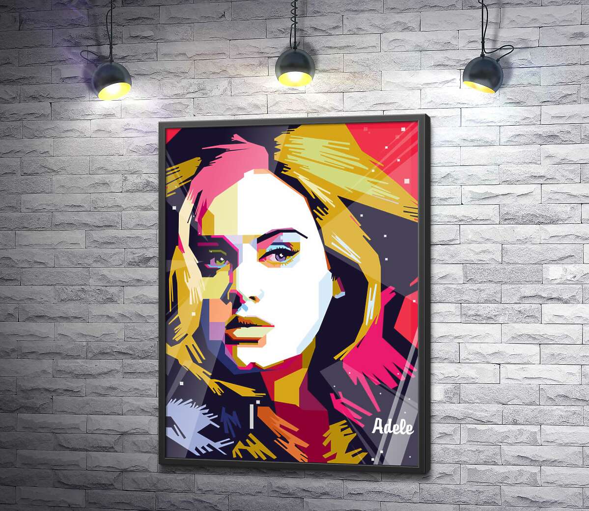 постер Поєднання пастельних ліній на портреті співачки Адель (Adele)