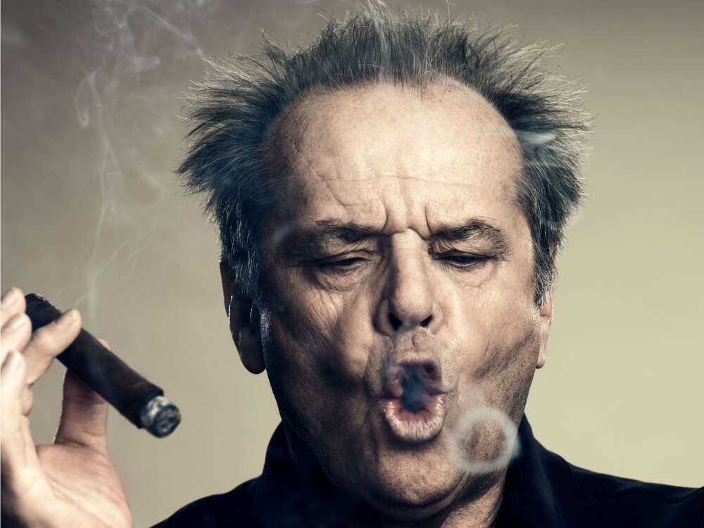 картина-постер Джек Ніколсон (Jack Nicholson) комічно пускає кола димом від сигари