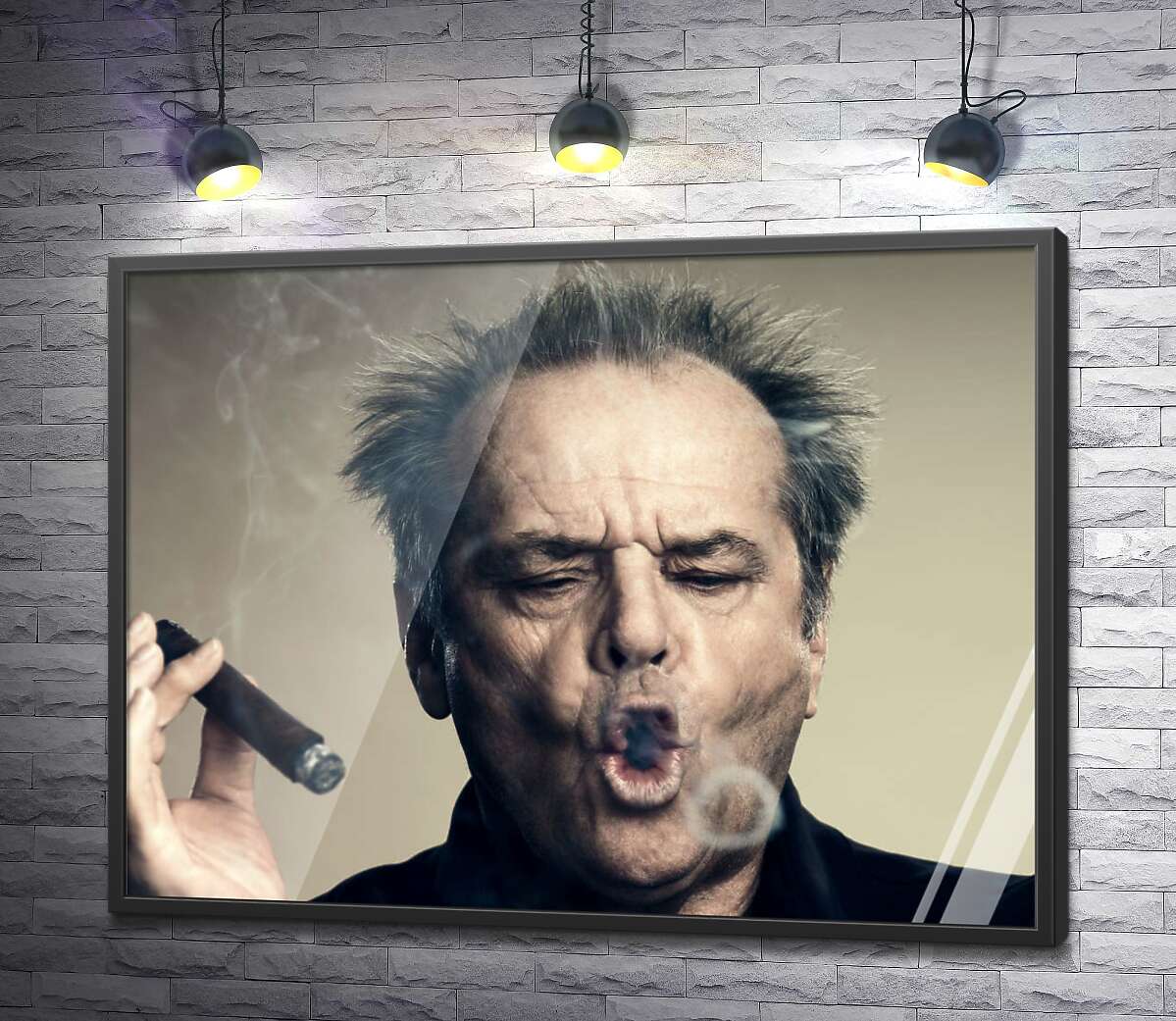 постер Джек Николсон (Jack Nicholson) комически пускает круги дымом от сигары
