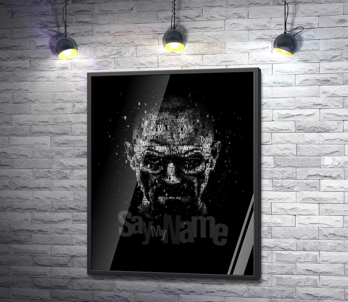 постер Обличчя героя серіалу Уолтера Уайта з написом "say my name"