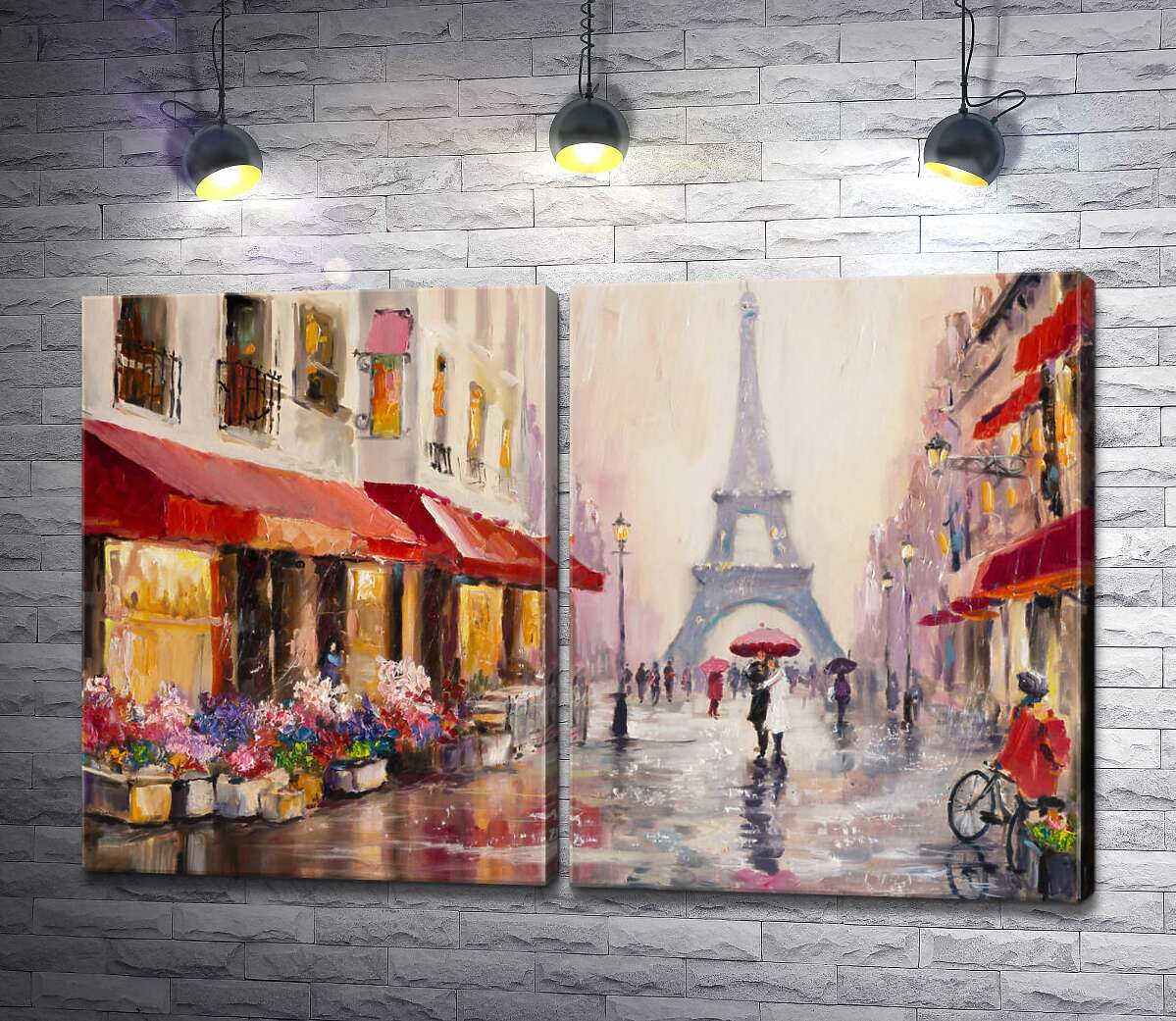 модульна картина Дощ на затишній паризькій вулиці