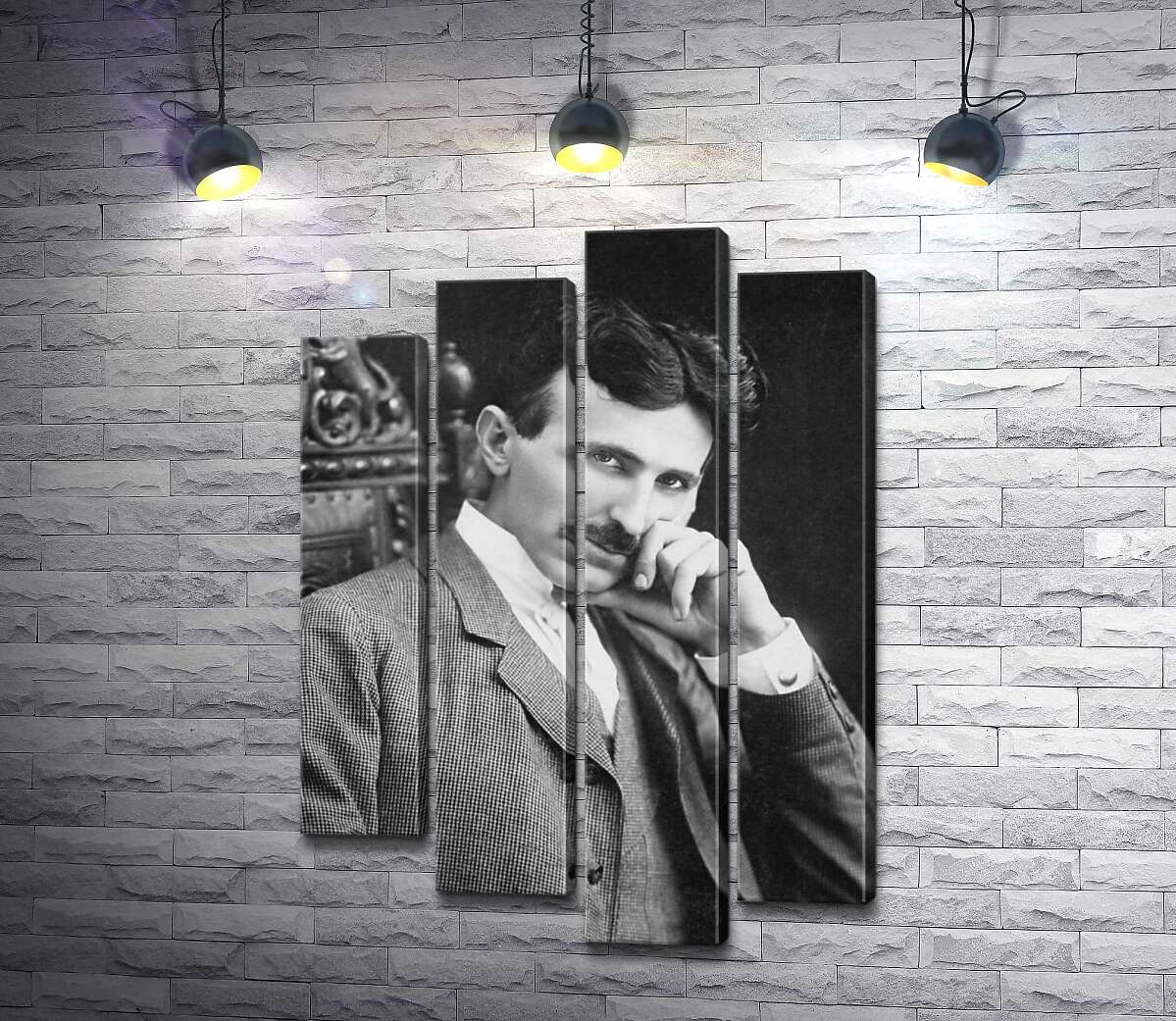 модульна картина Портрет сербського винахідника Ніколи Тесли (Nikola Tesla) (Модуль №3)