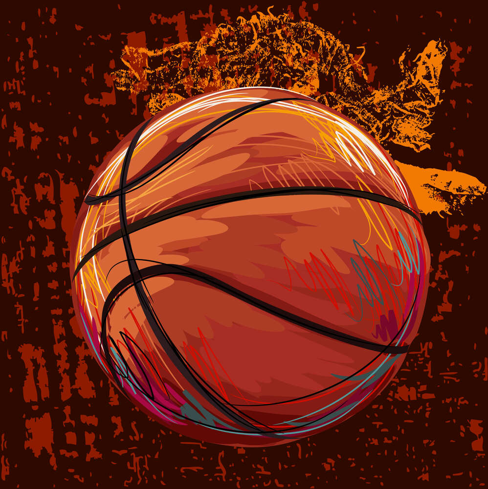 картина-постер Рисунок баскетбольного мяча в пастельных тонах