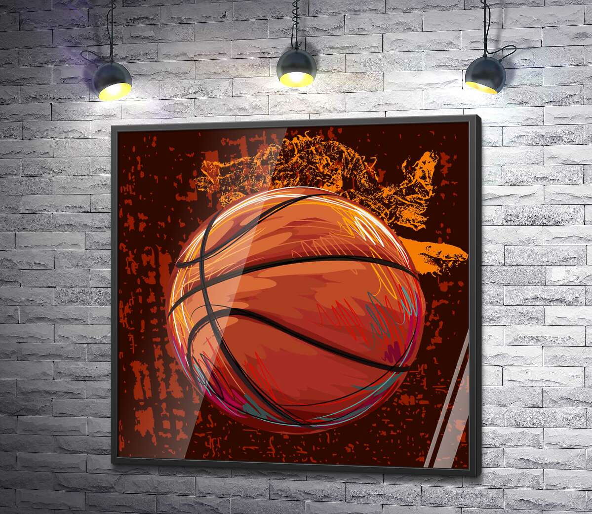 постер Рисунок баскетбольного мяча в пастельных тонах