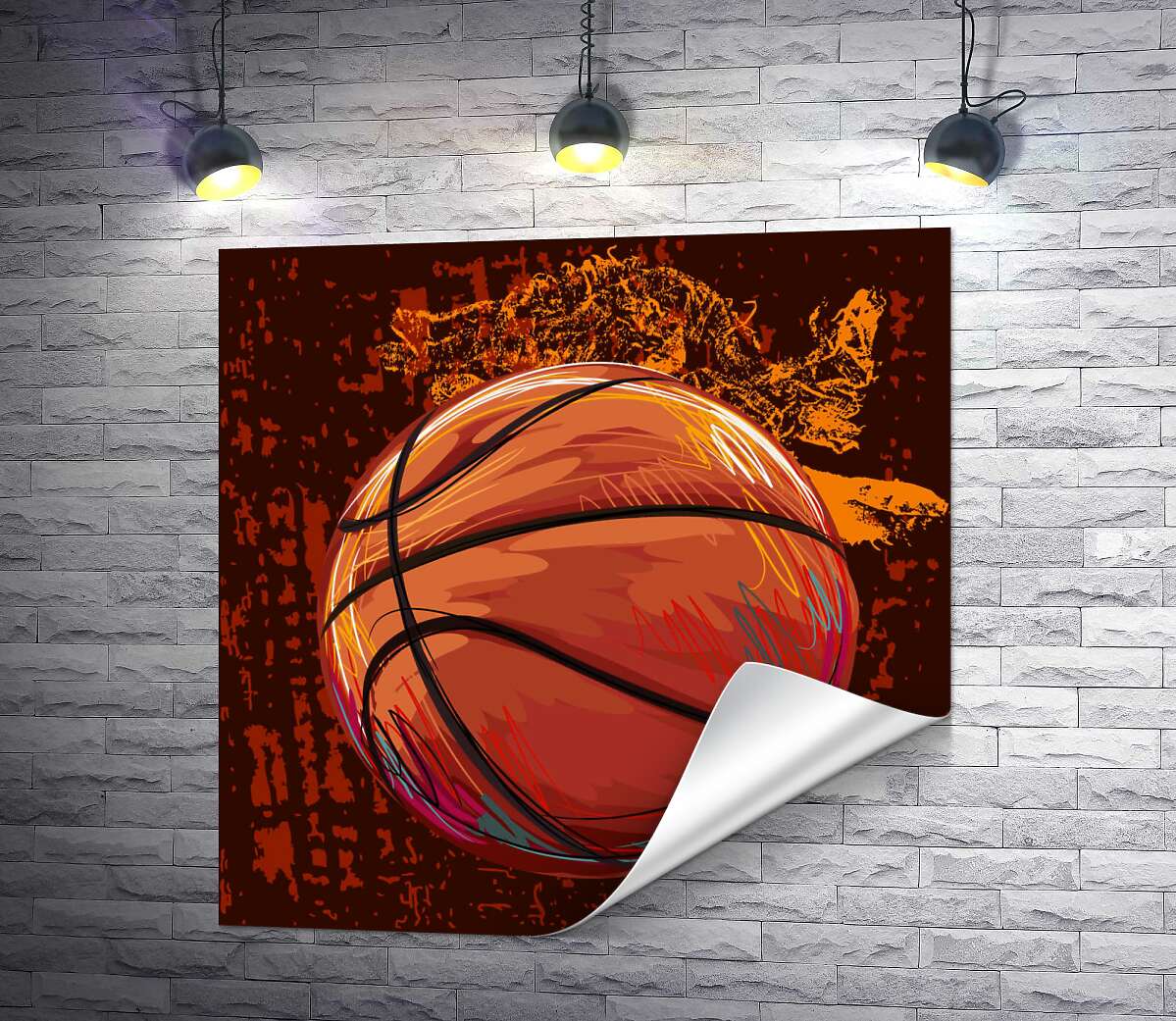 печать Рисунок баскетбольного мяча в пастельных тонах