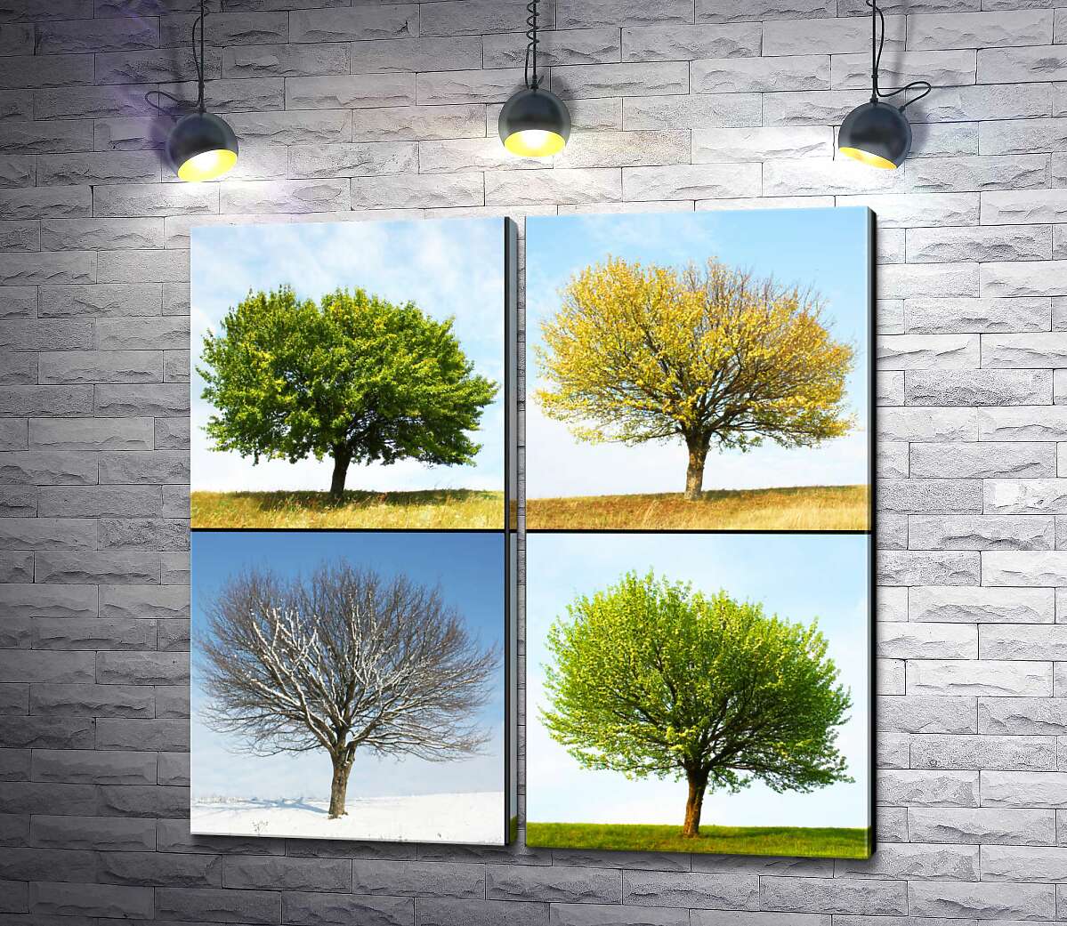 модульна картина Чотири сезони одного гіллястого дерева