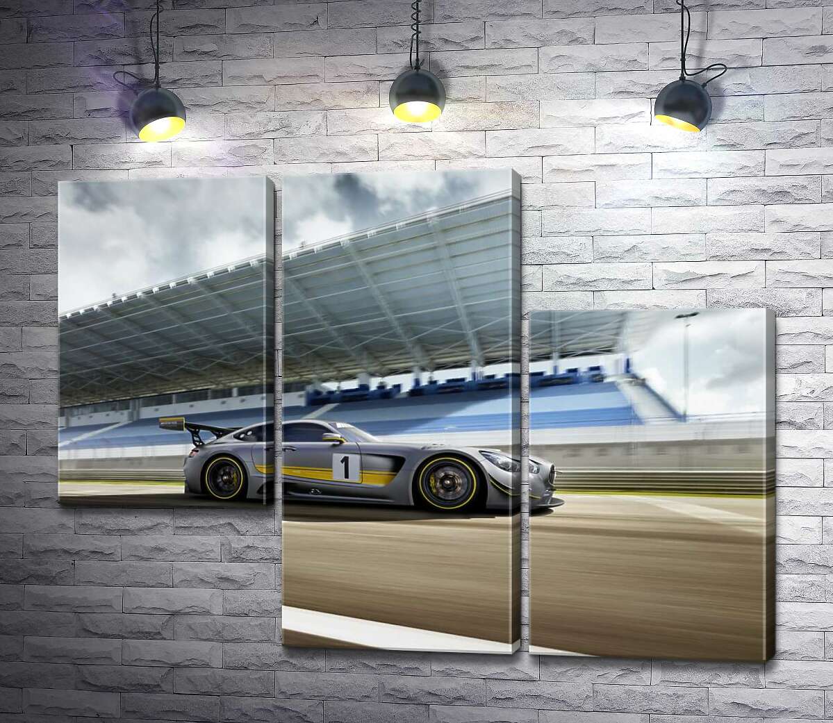 модульна картина Спортивний автомобіль Mercedes-AMG GT3 на гоночній трасі (Модуль №13)