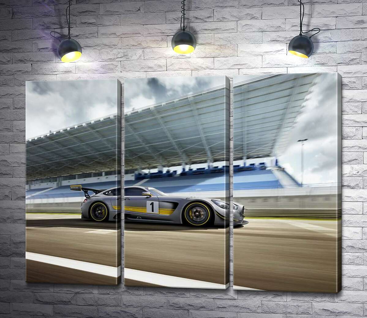 модульна картина Спортивний автомобіль Mercedes-AMG GT3 на гоночній трасі