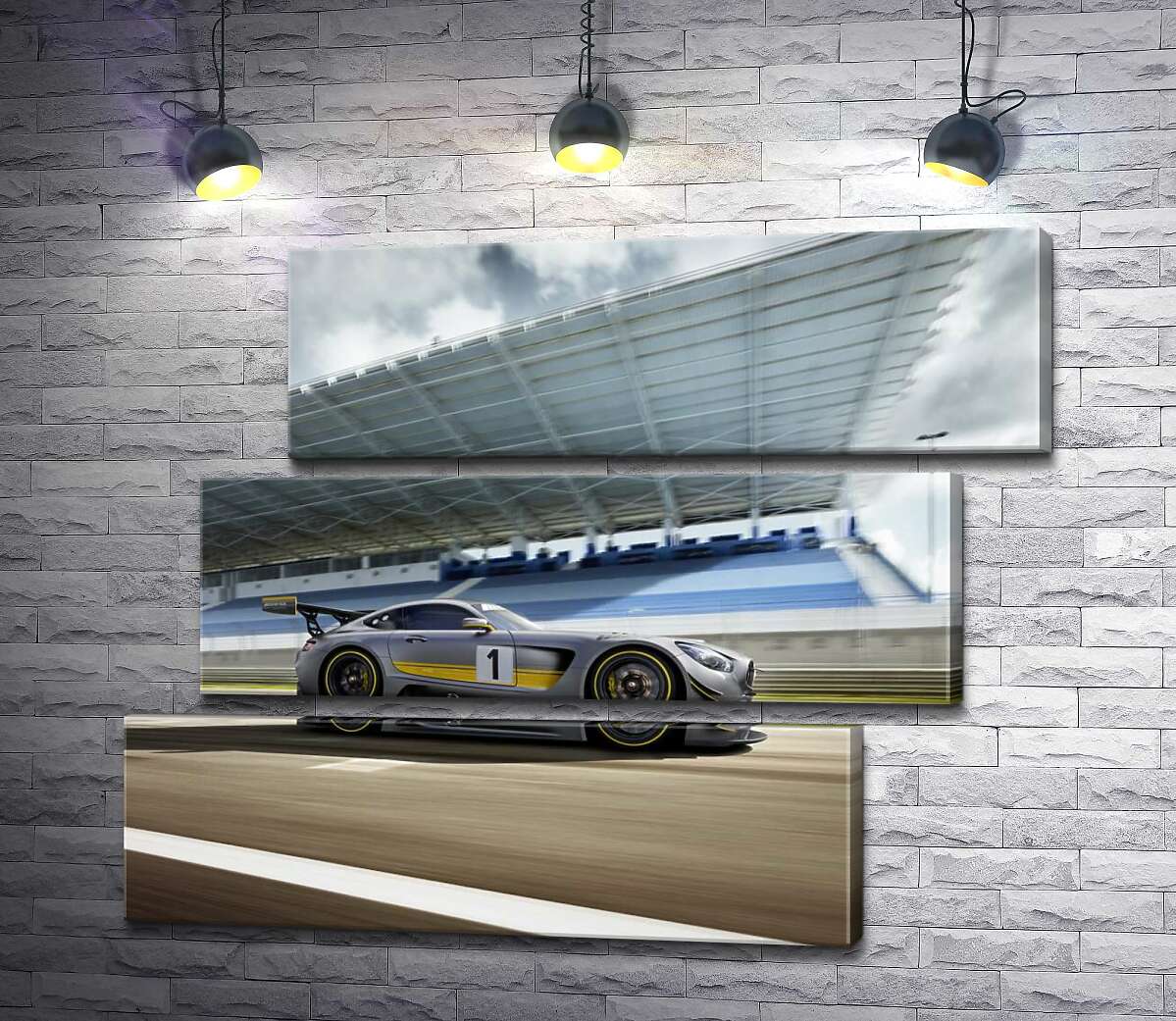 модульная картина Спортивный автомобиль Mercedes-AMG GT3 на гоночной трассе (Модуль №17)