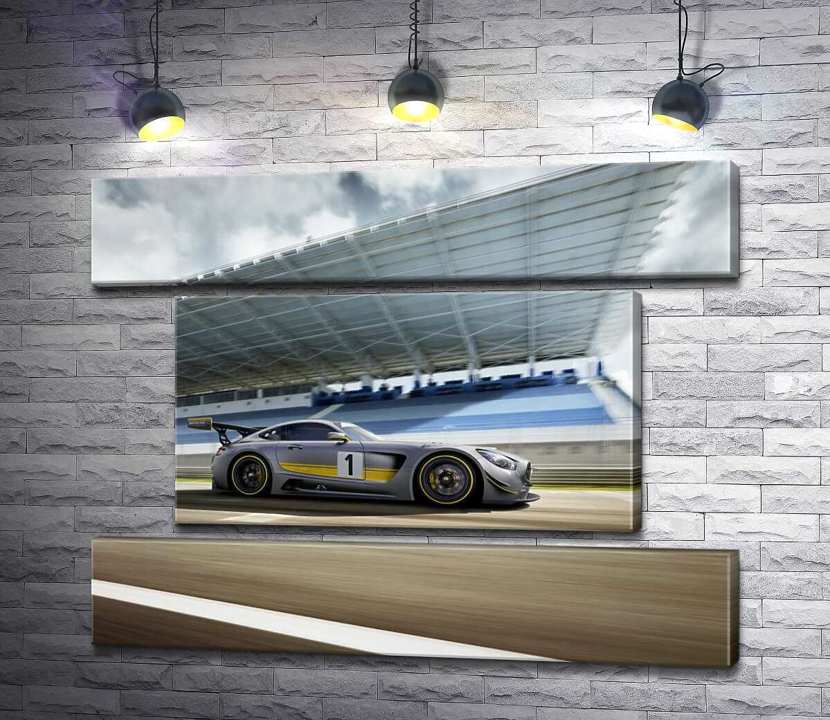 модульна картина Спортивний автомобіль Mercedes-AMG GT3 на гоночній трасі (Модуль №18)