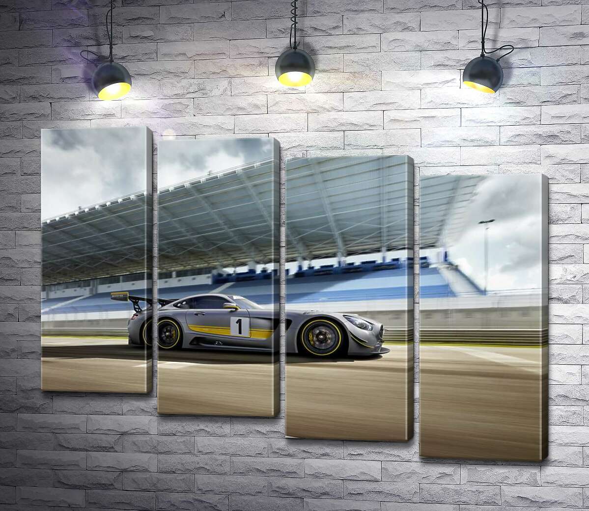 модульна картина Спортивний автомобіль Mercedes-AMG GT3 на гоночній трасі (Модуль №19)