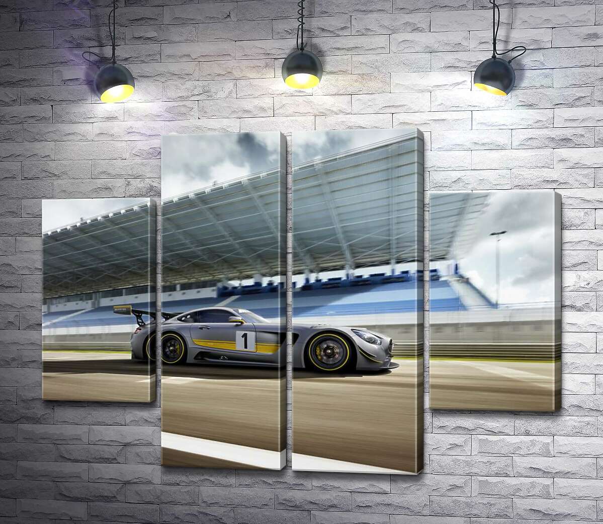 модульная картина Спортивный автомобиль Mercedes-AMG GT3 на гоночной трассе (Модуль №20)