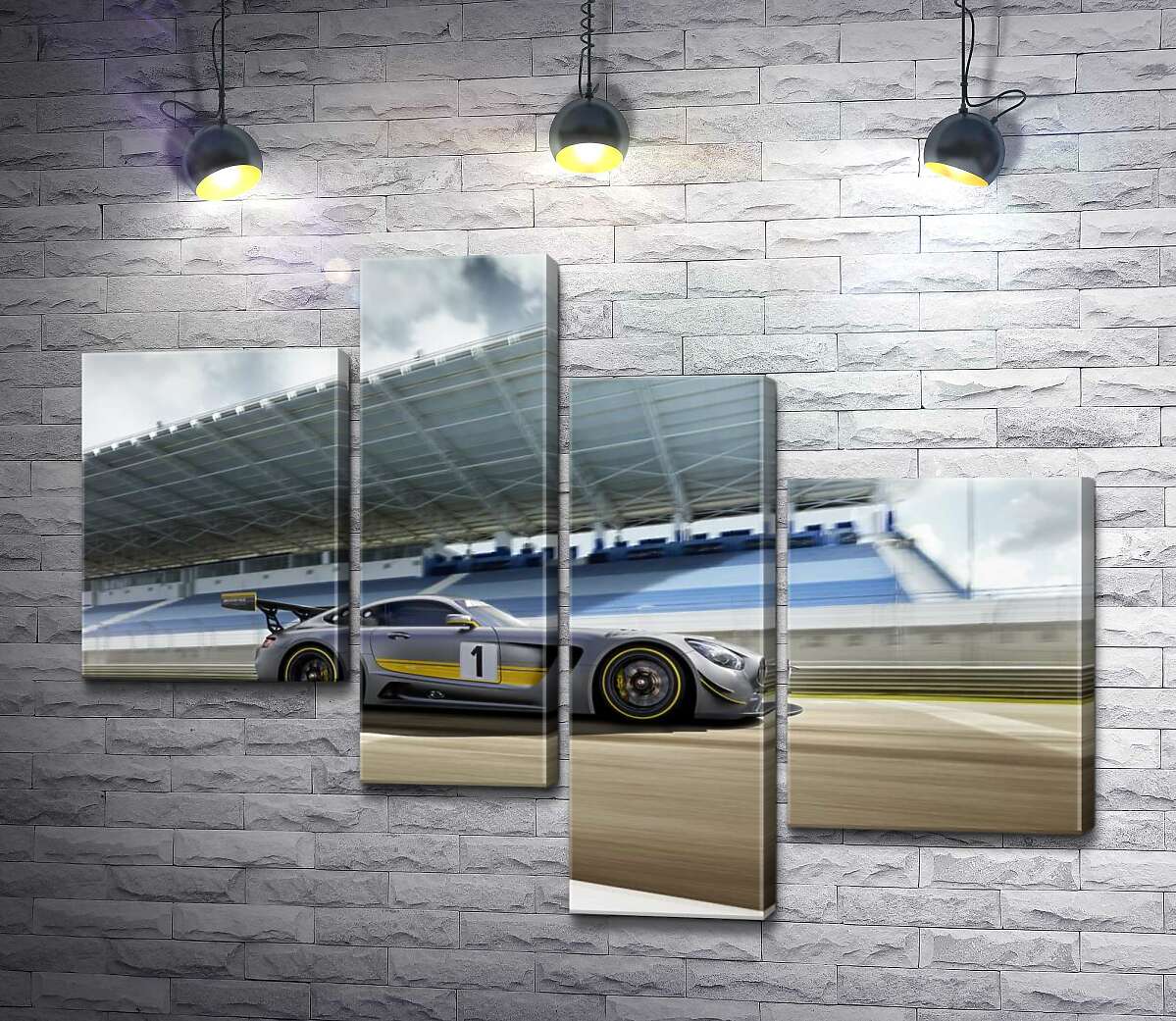 модульна картина Спортивний автомобіль Mercedes-AMG GT3 на гоночній трасі (Модуль №21)