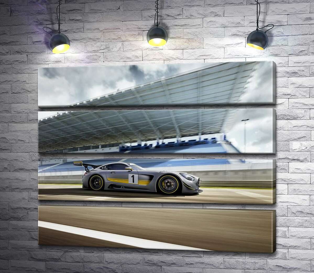 модульная картина Спортивный автомобиль Mercedes-AMG GT3 на гоночной трассе (Модуль №22)