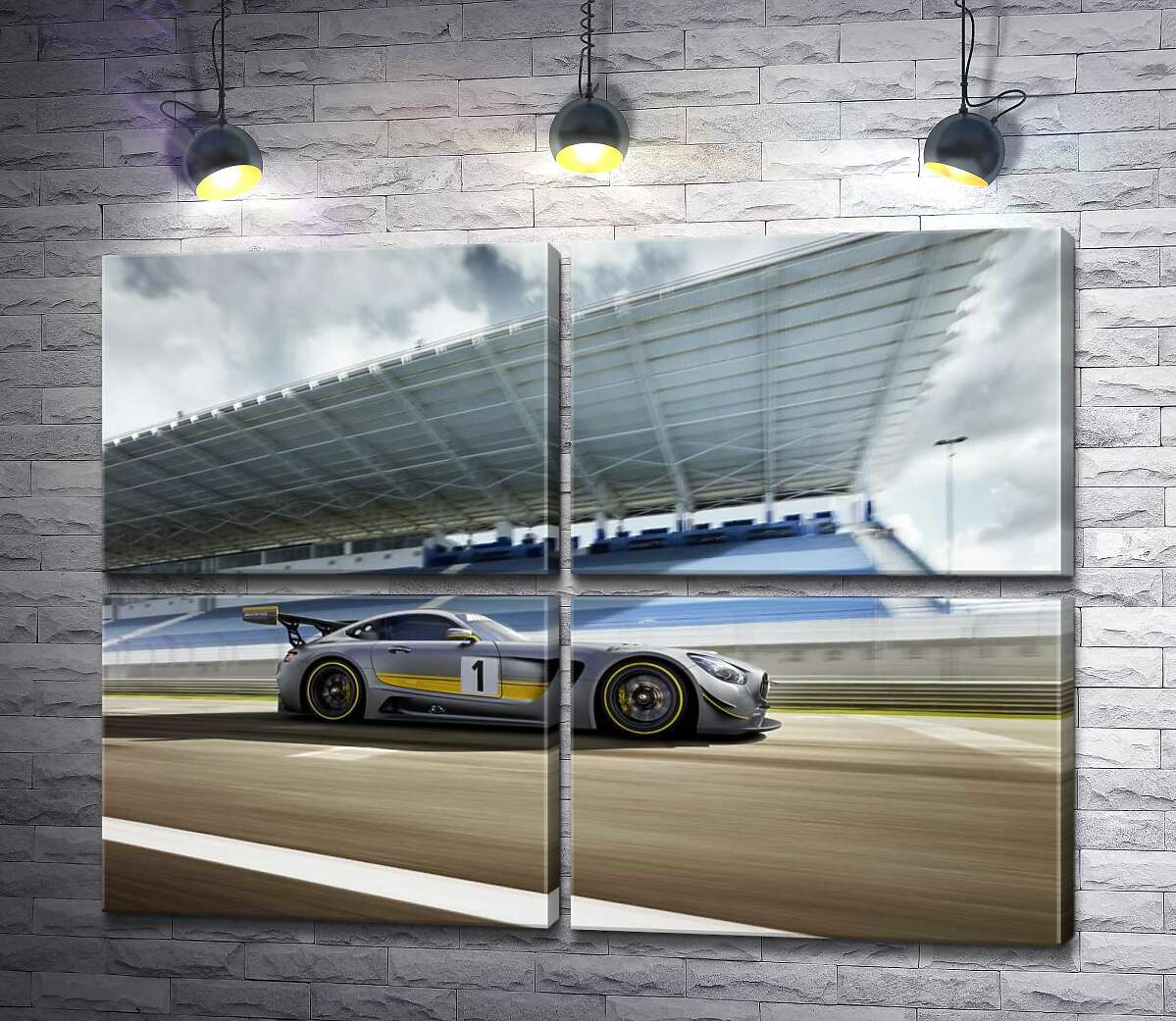 модульна картина Спортивний автомобіль Mercedes-AMG GT3 на гоночній трасі (Модуль №25)