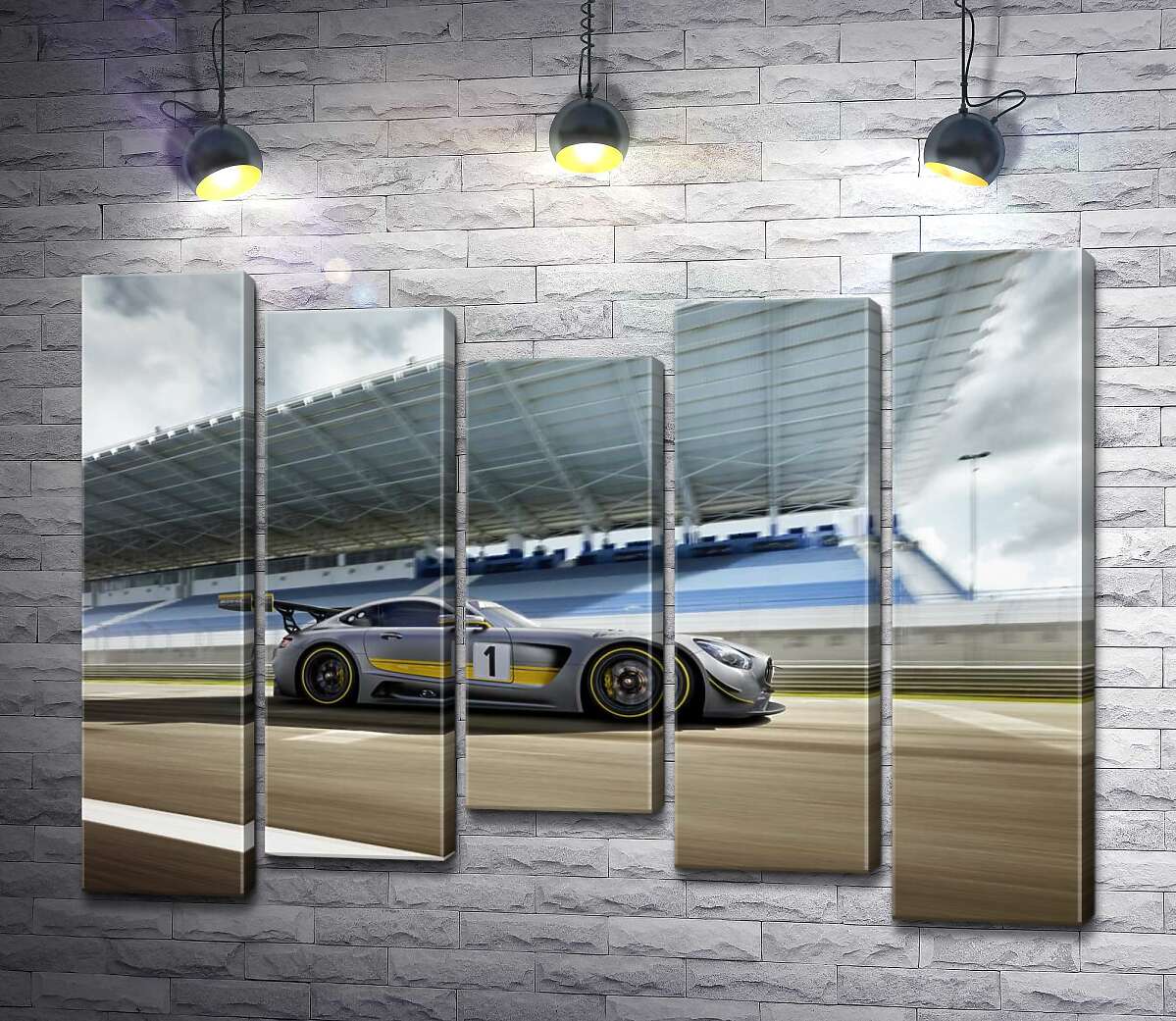 модульная картина Спортивный автомобиль Mercedes-AMG GT3 на гоночной трассе (Модуль №27)