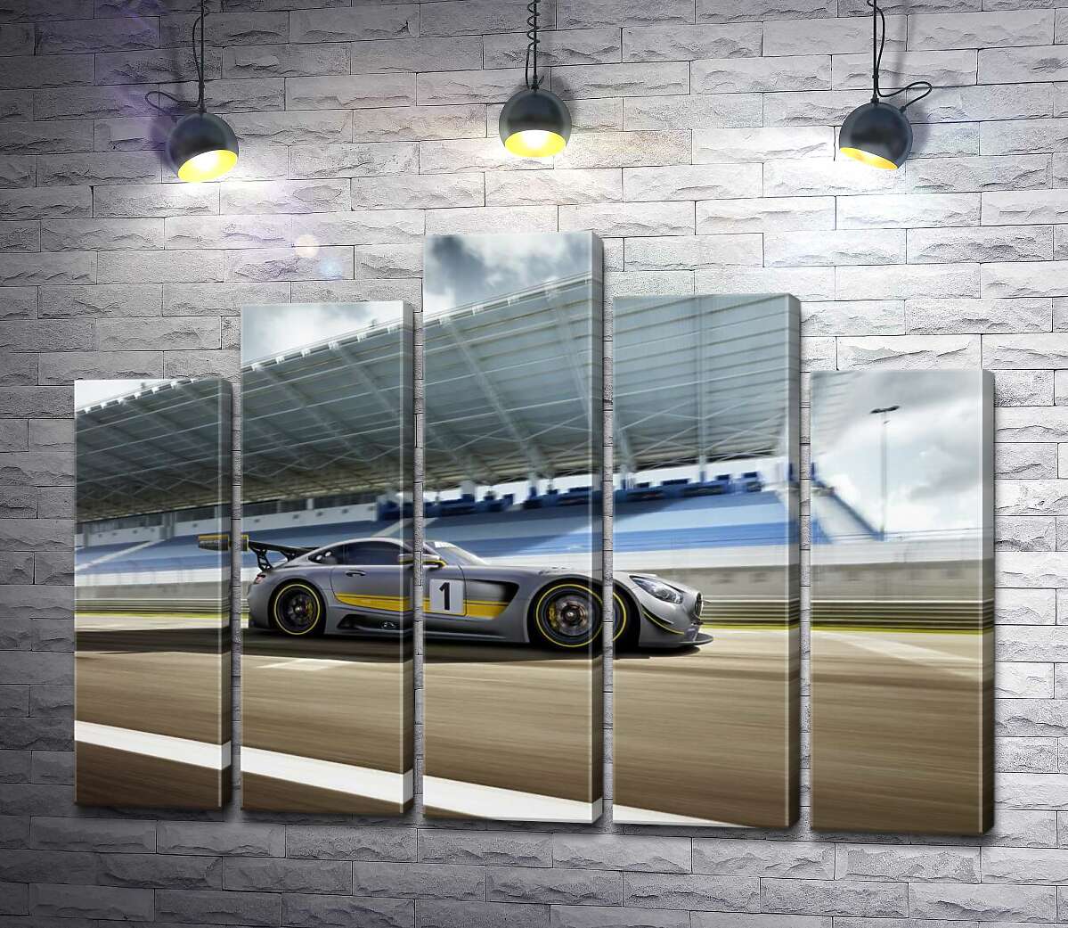 модульна картина Спортивний автомобіль Mercedes-AMG GT3 на гоночній трасі (Модуль №29)