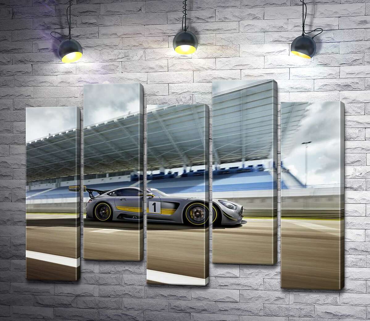 модульна картина Спортивний автомобіль Mercedes-AMG GT3 на гоночній трасі (Модуль №30)
