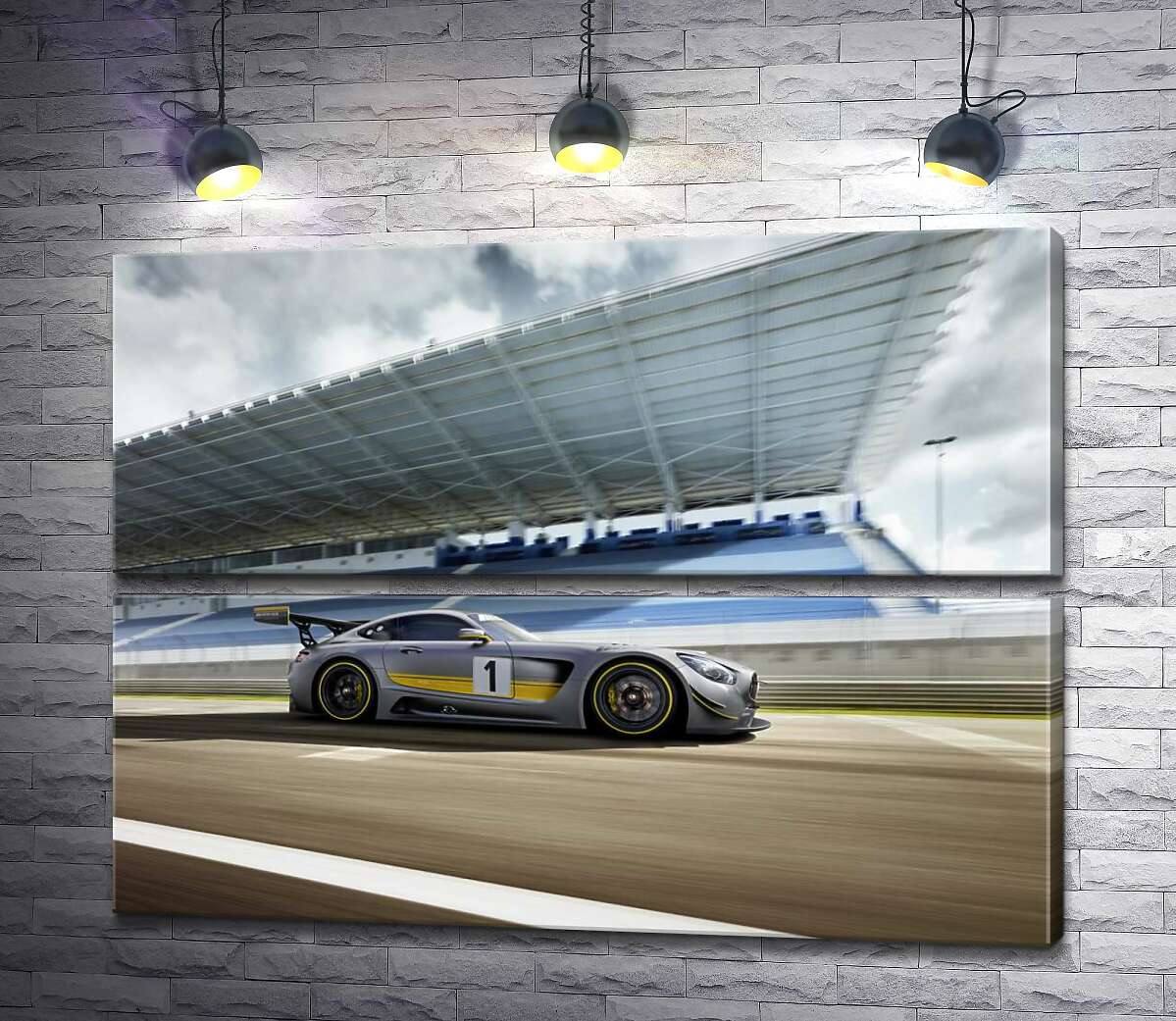 модульна картина Спортивний автомобіль Mercedes-AMG GT3 на гоночній трасі (Модуль №7)