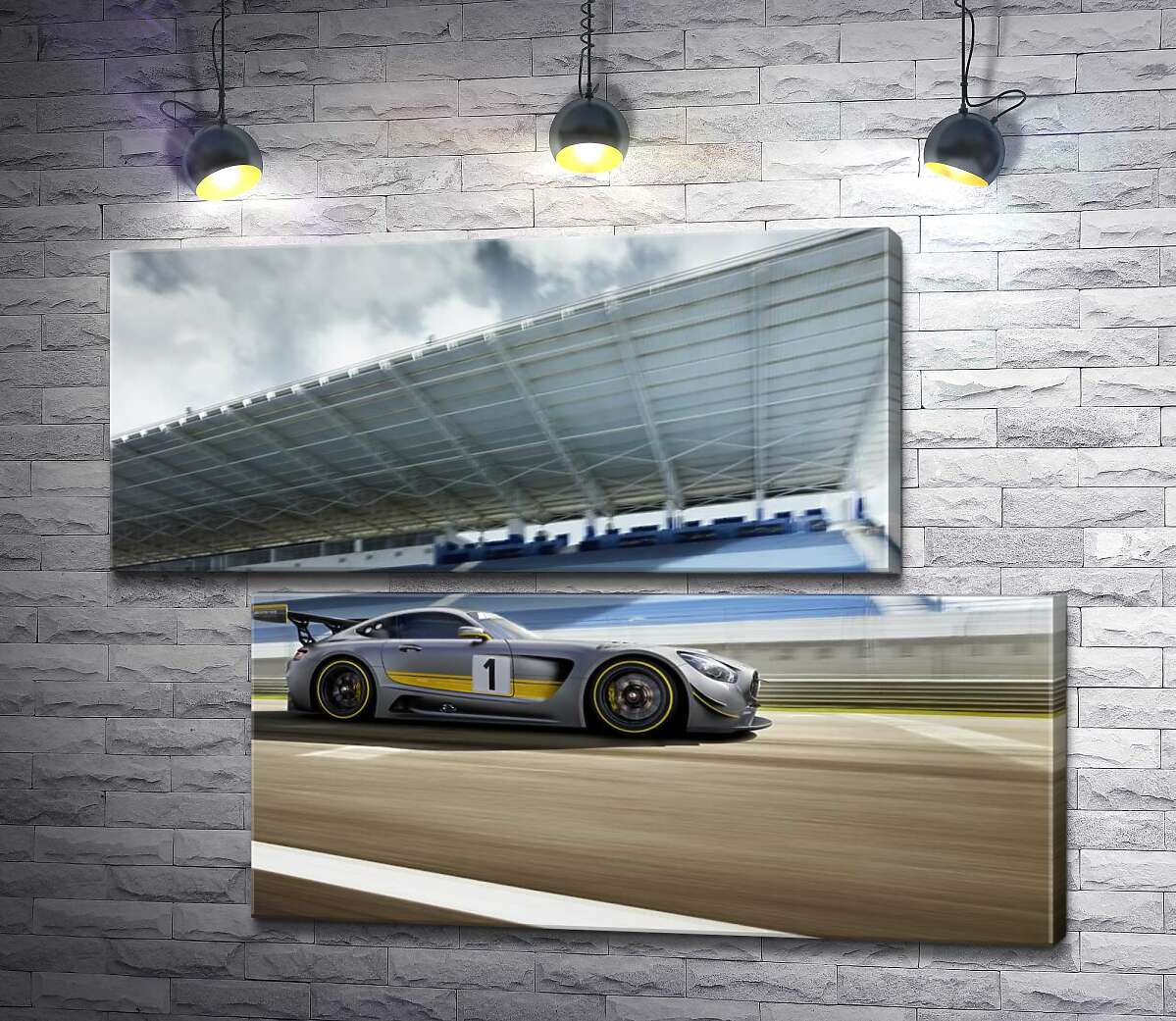 модульна картина Спортивний автомобіль Mercedes-AMG GT3 на гоночній трасі (Модуль №8)