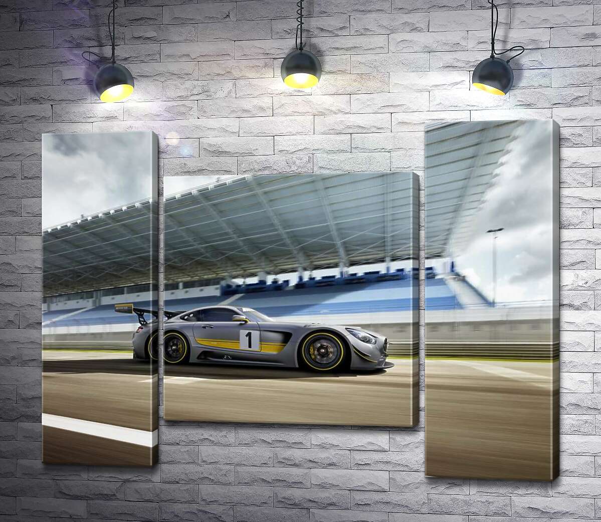 модульна картина Спортивний автомобіль Mercedes-AMG GT3 на гоночній трасі (Модуль №11)