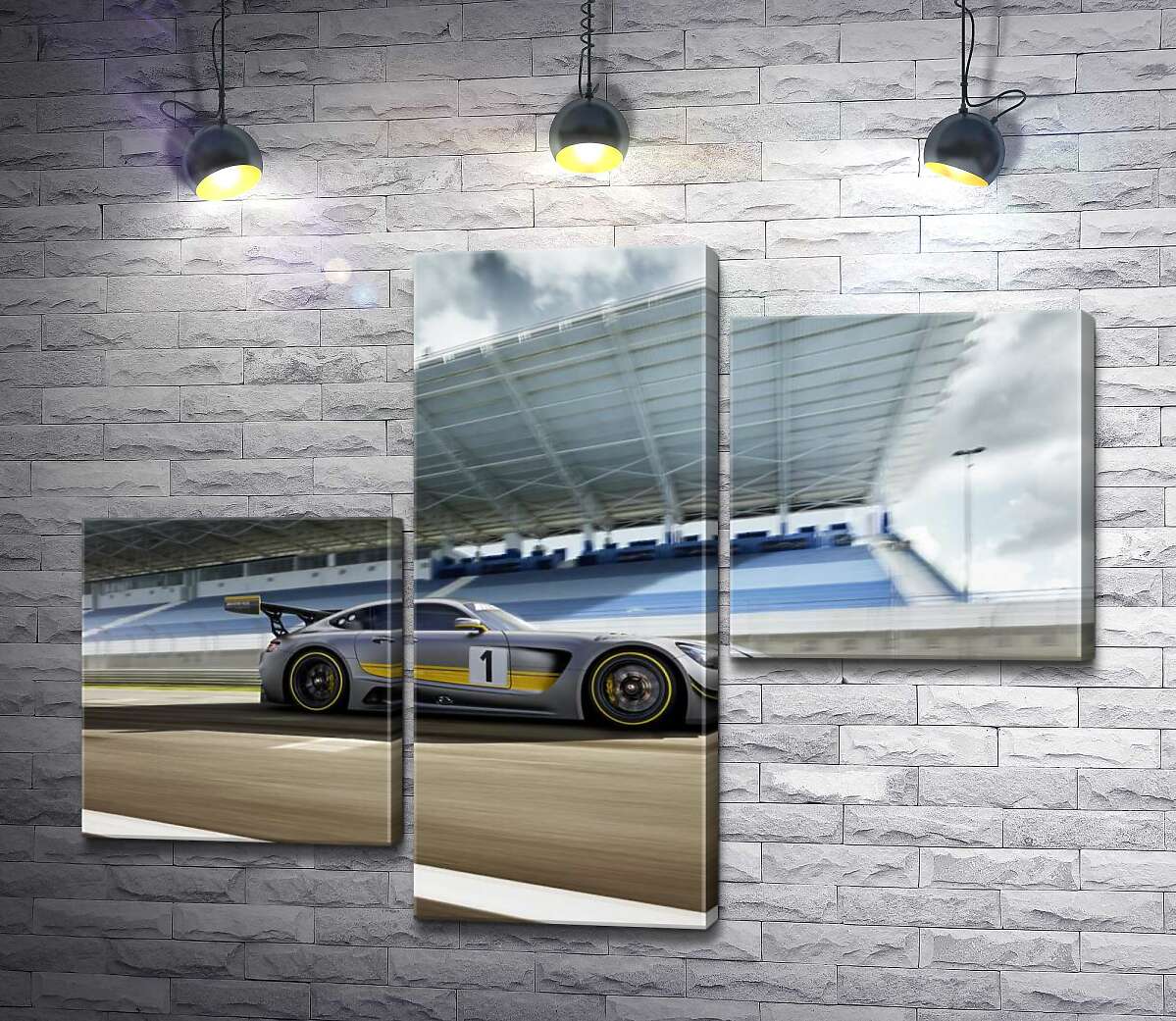 модульна картина Спортивний автомобіль Mercedes-AMG GT3 на гоночній трасі (Модуль №12)