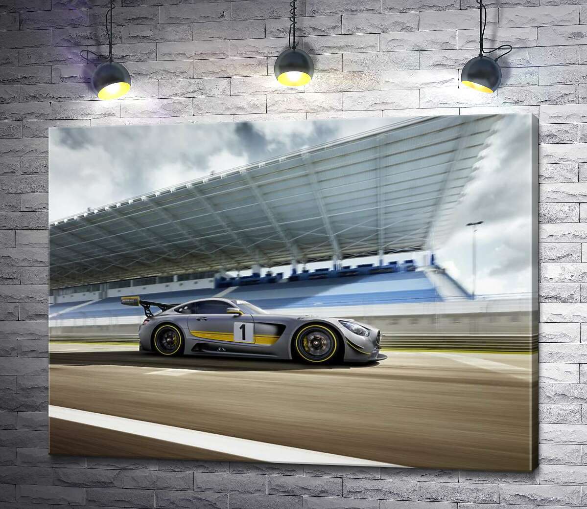 картина Спортивний автомобіль Mercedes-AMG GT3 на гоночній трасі