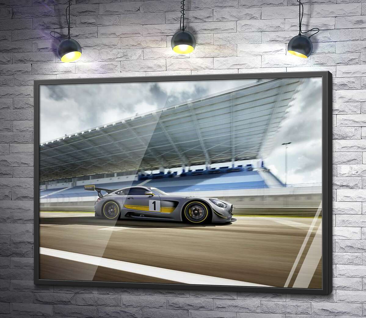постер Спортивний автомобіль Mercedes-AMG GT3 на гоночній трасі