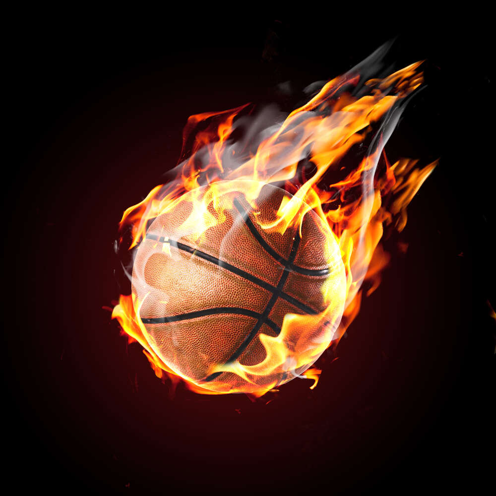 картина-постер Баскетбольный мяч в огненном полете