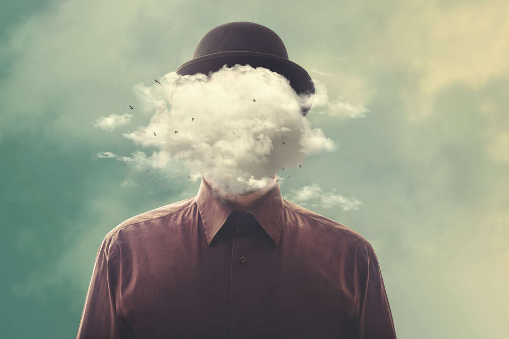 картина-постер Обличчя людини вкрите хмарами