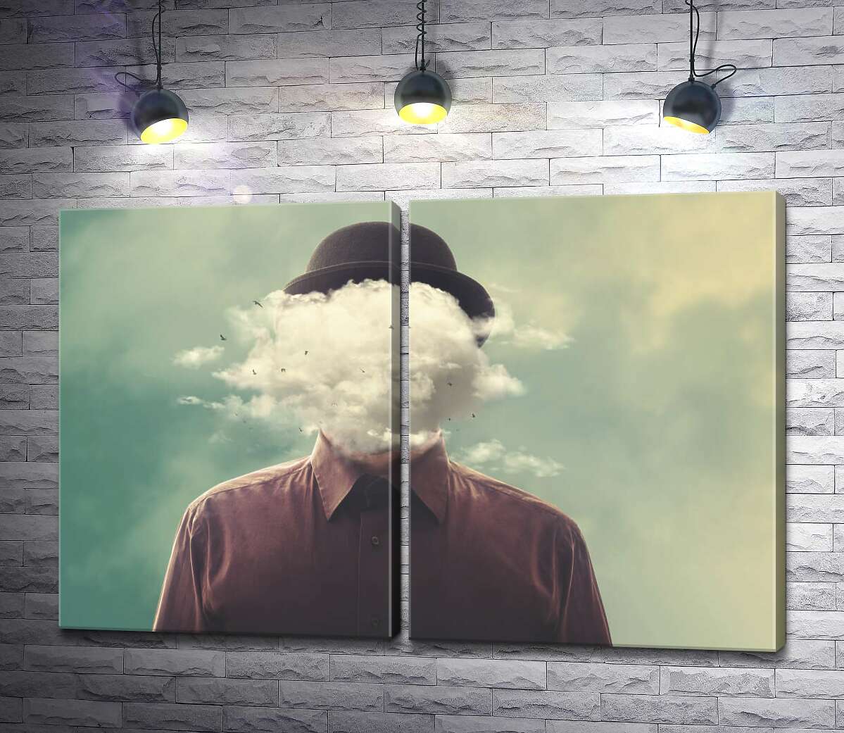 модульна картина Обличчя людини вкрите хмарами