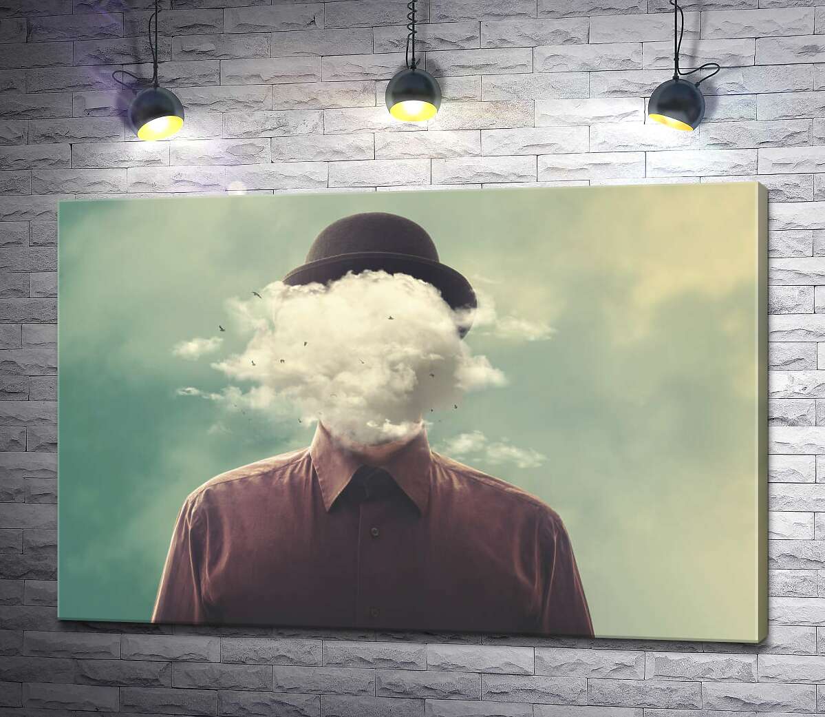 картина Обличчя людини вкрите хмарами