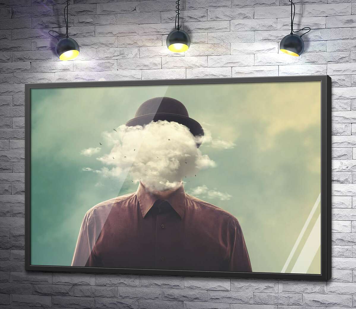 постер Обличчя людини вкрите хмарами