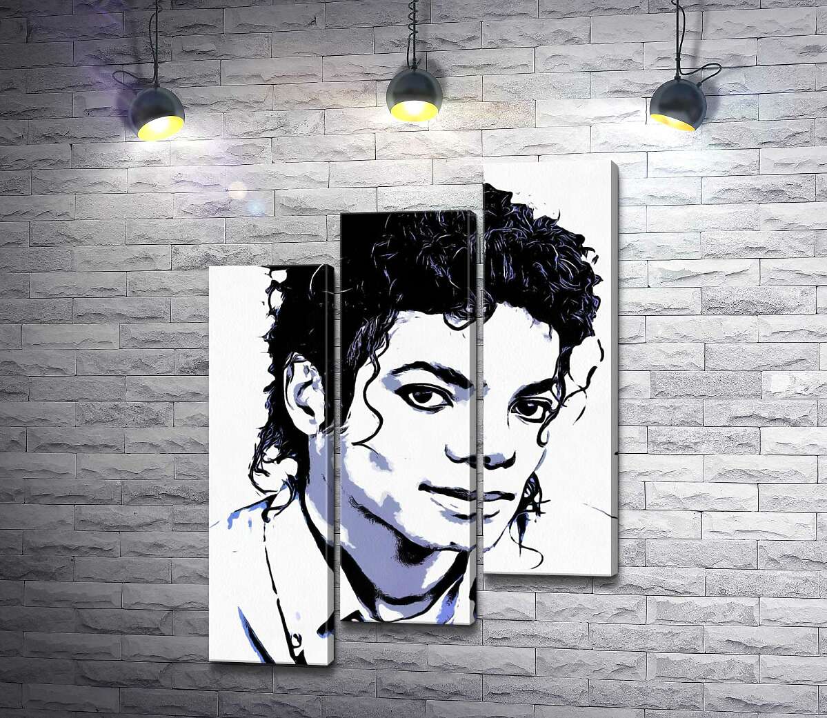 модульная картина Черно-белый тон портрета Майкла Джексона (Michael Jackson) (Модуль №14)
