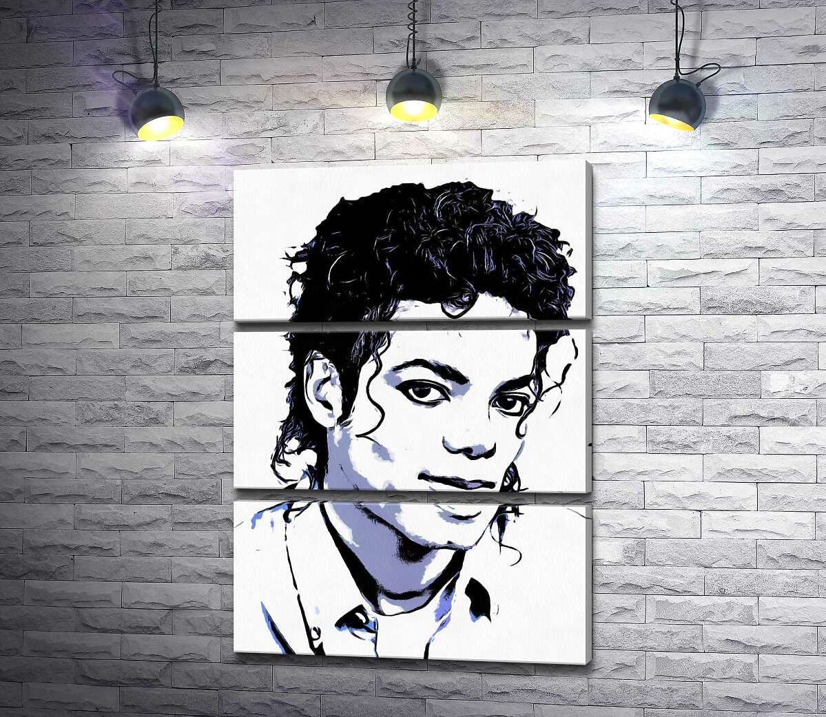 модульна картина Чорно-білий тон портрету Майкла Джексона (Michael Jackson) (Модуль №15)