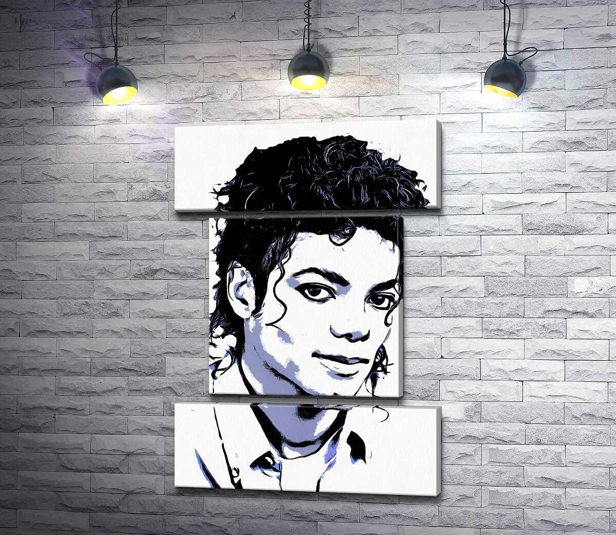 модульная картина Черно-белый тон портрета Майкла Джексона (Michael Jackson) (Модуль №18)