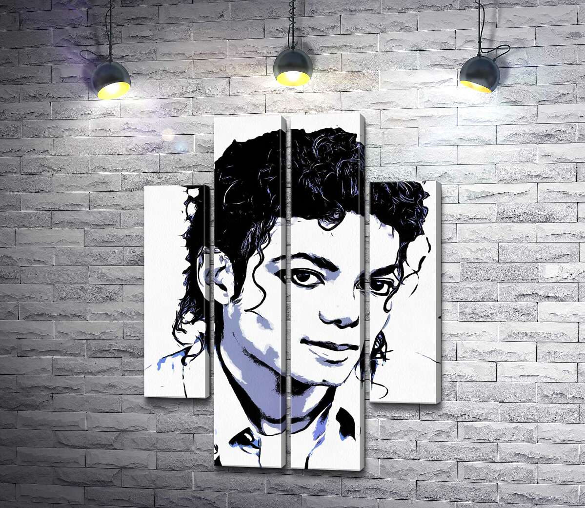 модульная картина Черно-белый тон портрета Майкла Джексона (Michael Jackson) (Модуль №20)