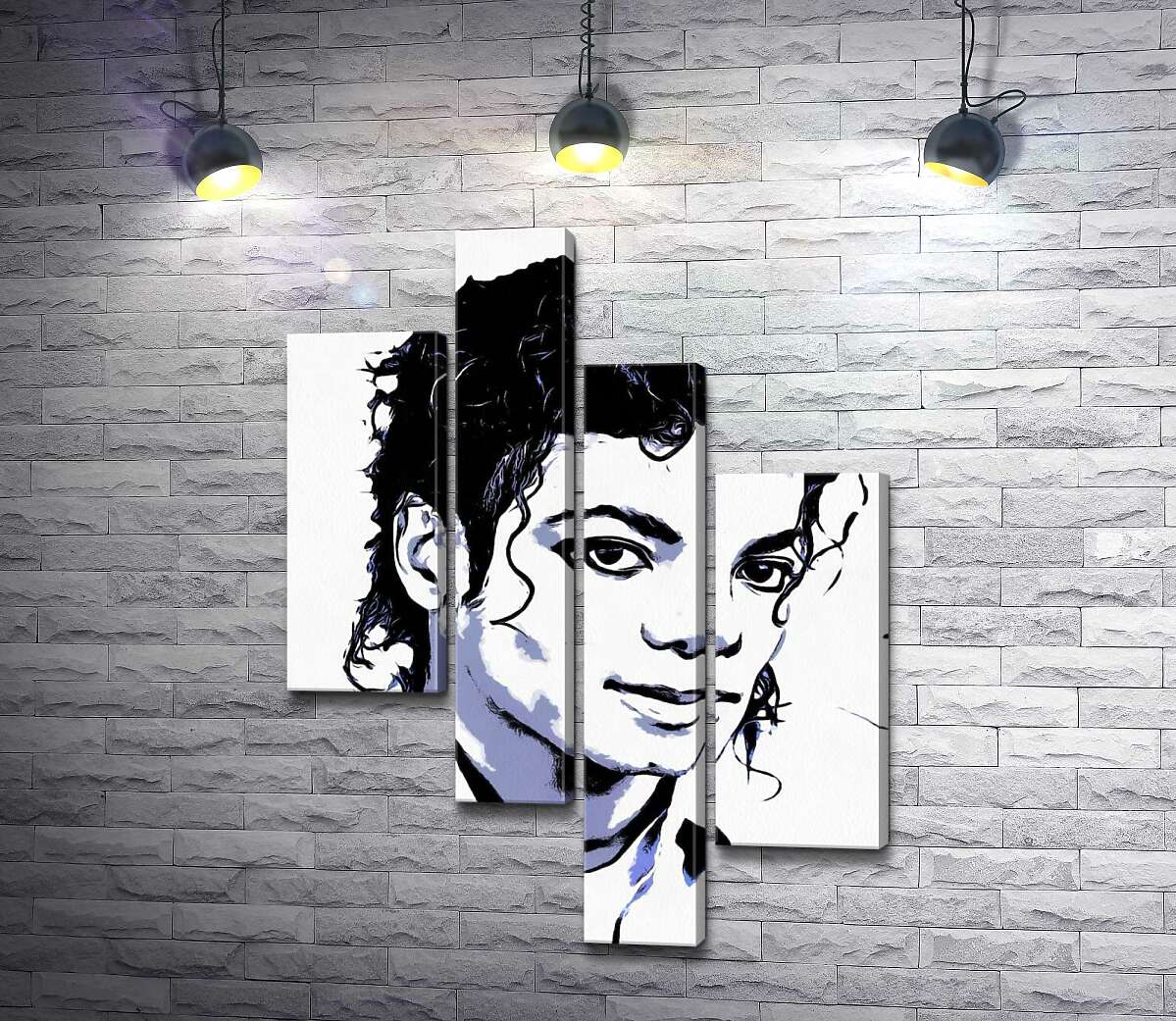 модульная картина Черно-белый тон портрета Майкла Джексона (Michael Jackson) (Модуль №21)