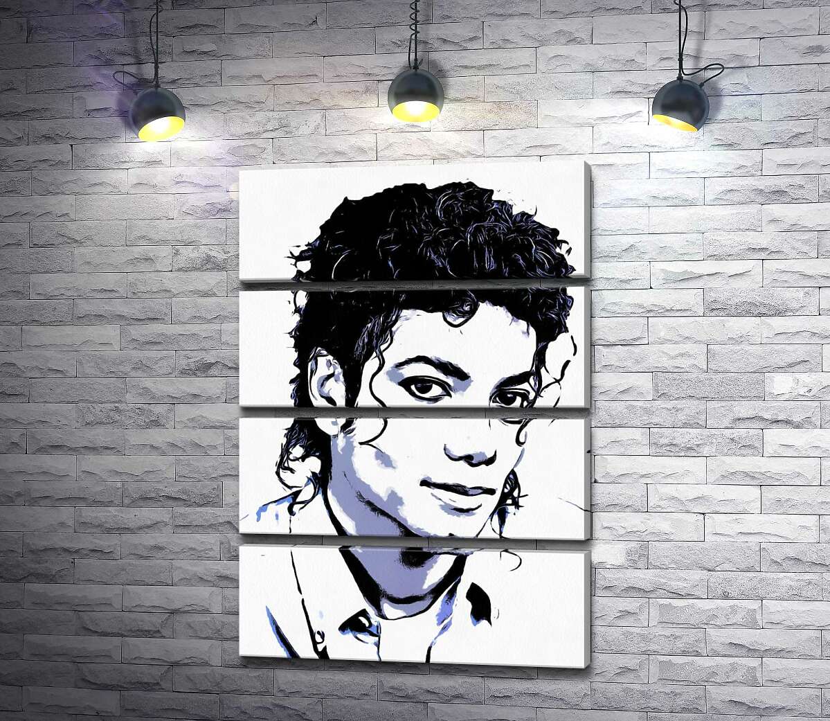 модульна картина Чорно-білий тон портрету Майкла Джексона (Michael Jackson) (Модуль №22)