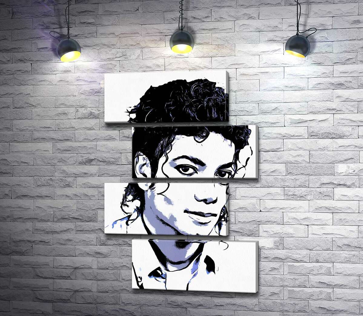 модульна картина Чорно-білий тон портрету Майкла Джексона (Michael Jackson) (Модуль №23)