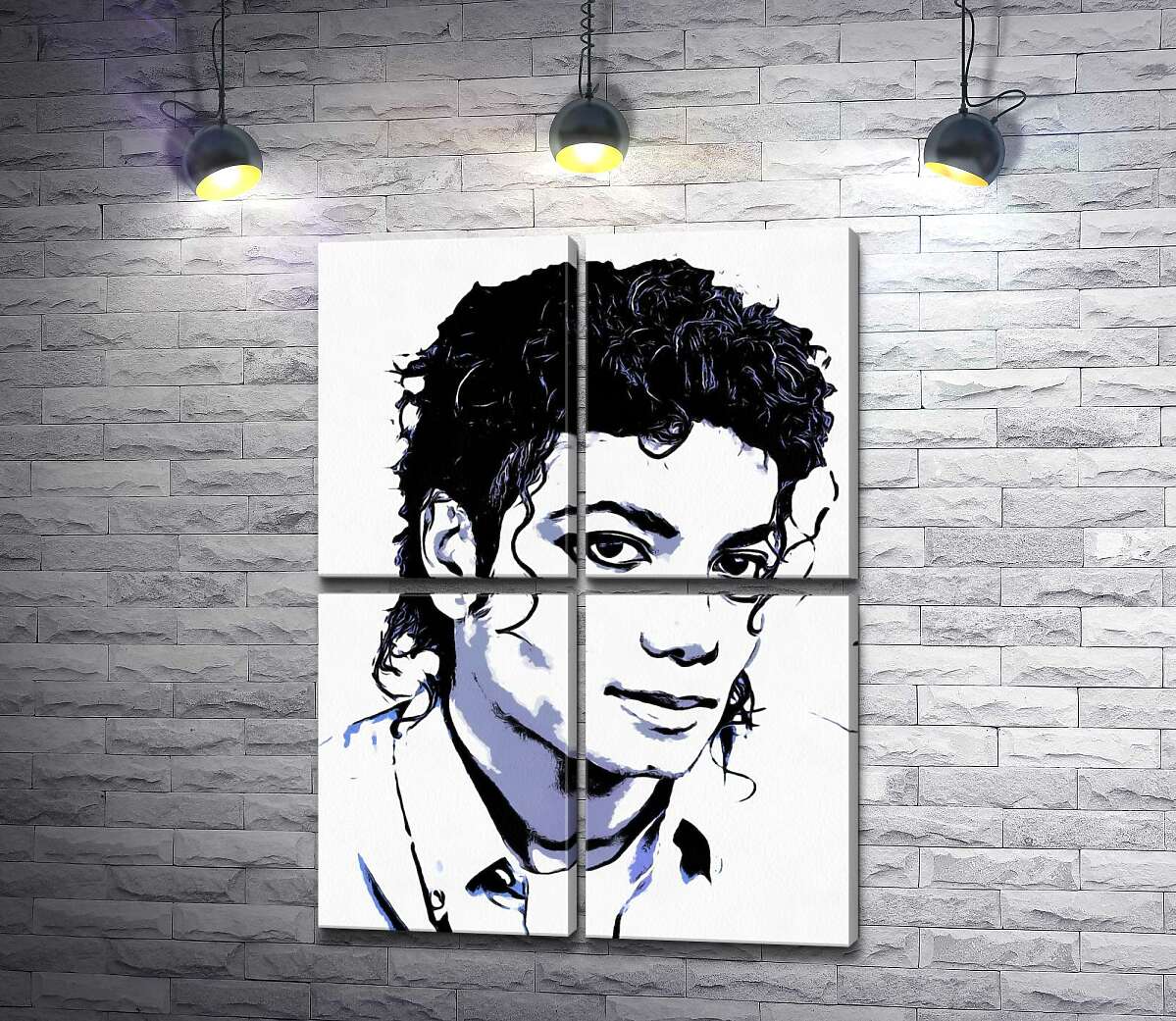 модульна картина Чорно-білий тон портрету Майкла Джексона (Michael Jackson) (Модуль №25)