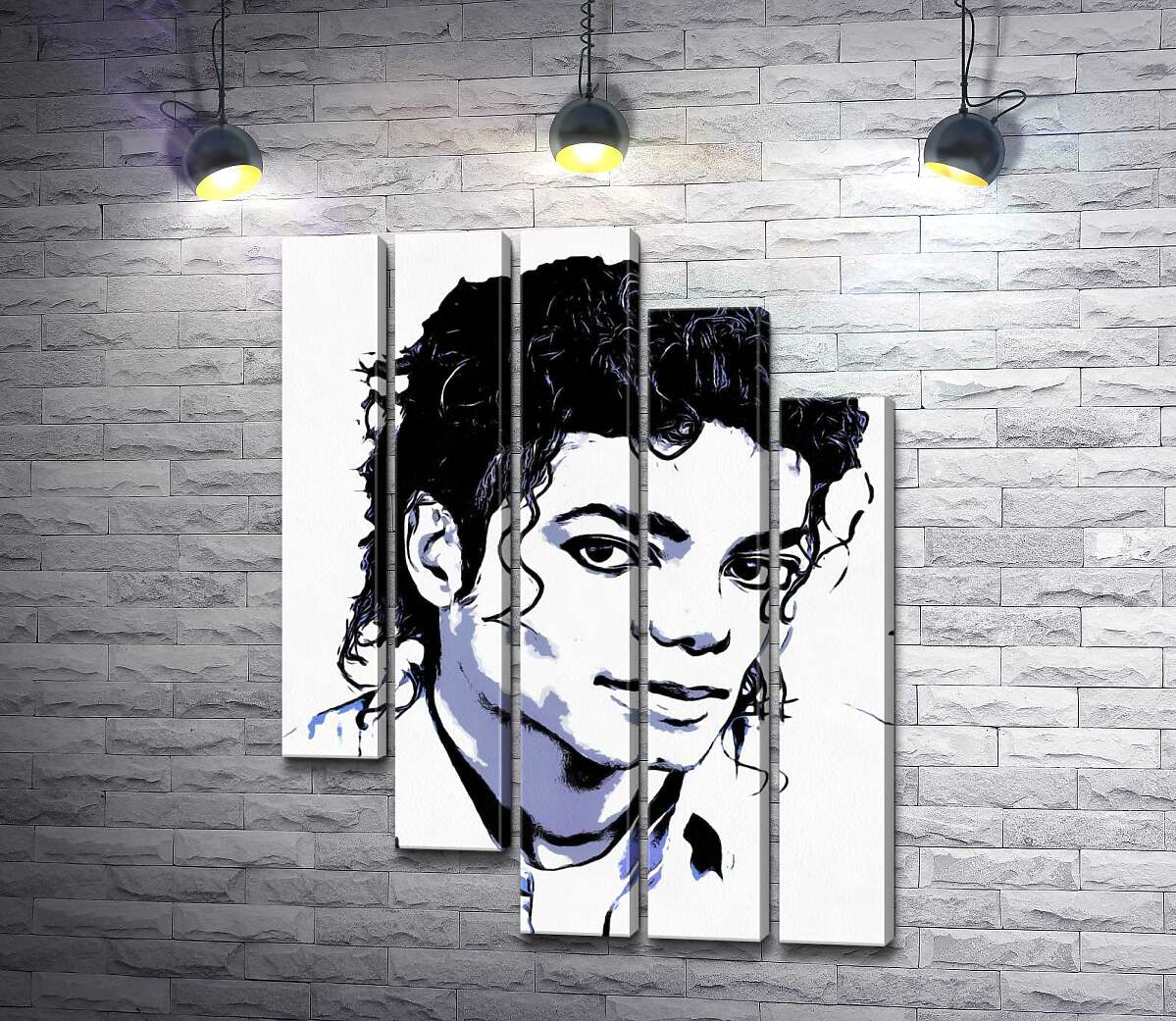 модульная картина Черно-белый тон портрета Майкла Джексона (Michael Jackson) (Модуль №28)