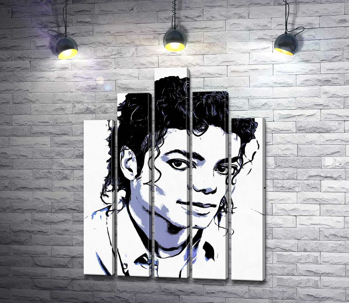 модульна картина Чорно-білий тон портрету Майкла Джексона (Michael Jackson) (Модуль №29)