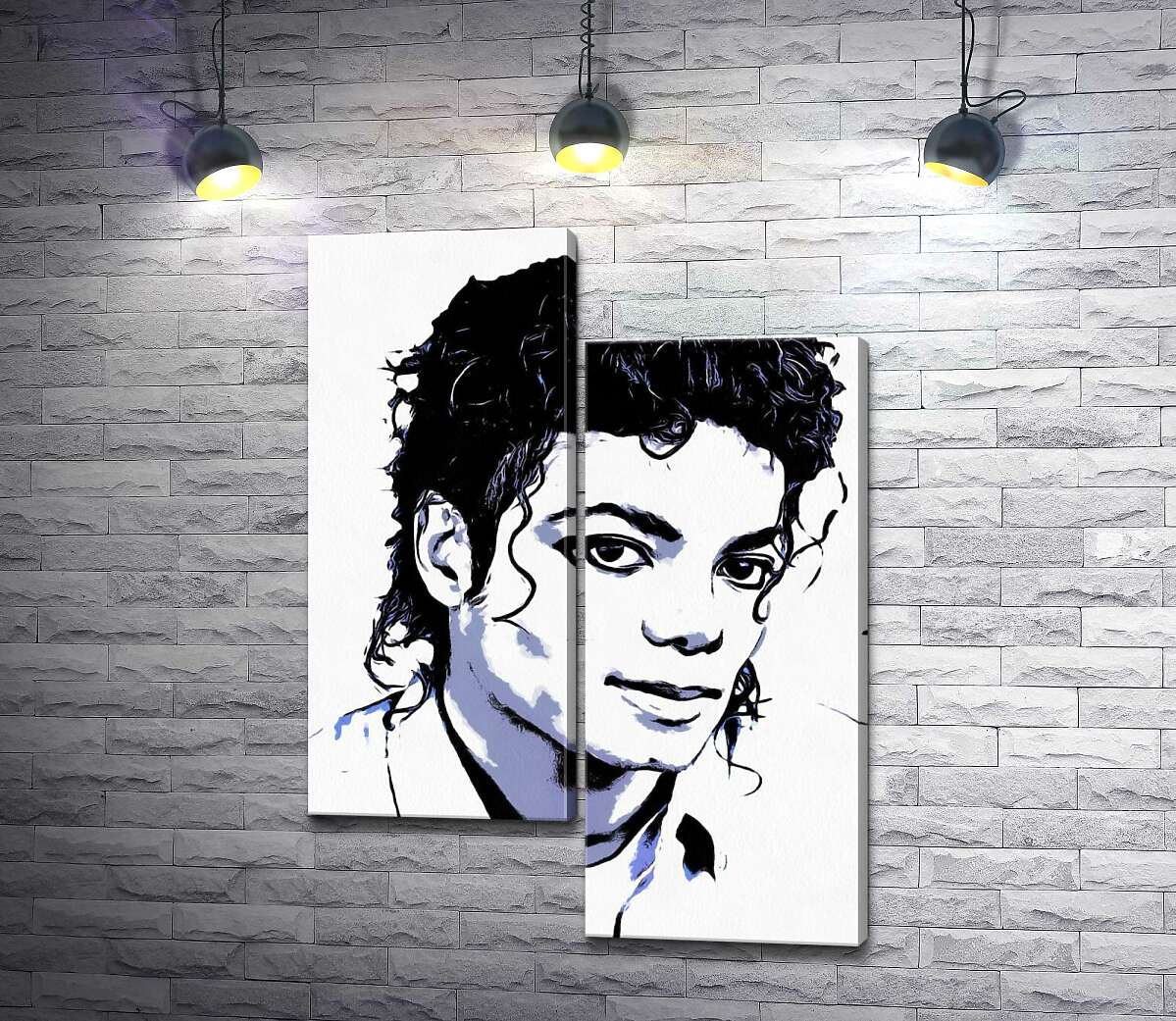 модульная картина Черно-белый тон портрета Майкла Джексона (Michael Jackson) (Модуль №9)