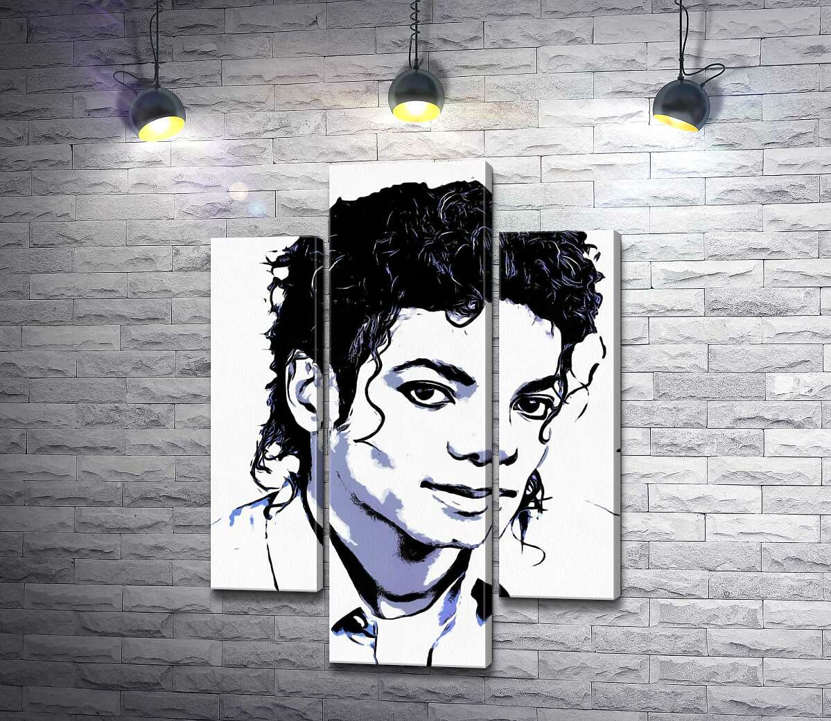 модульна картина Чорно-білий тон портрету Майкла Джексона (Michael Jackson) (Модуль №10)